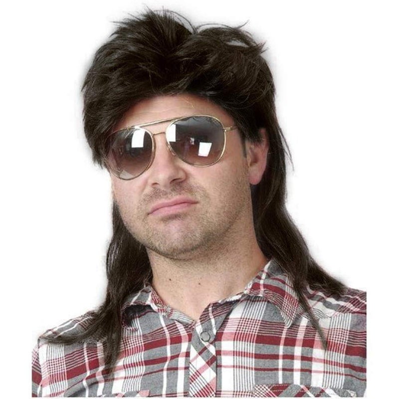 Kaneles Black Mullet Wigs for Men 70s 80s Costumes Mens Fancy Party Accessory Cosplay Hair Wig - Image 1